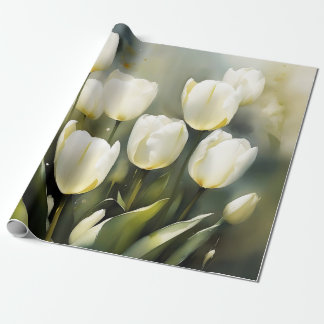 Elegant bunch of White Tulips in a Serene Garden Wrapping Paper