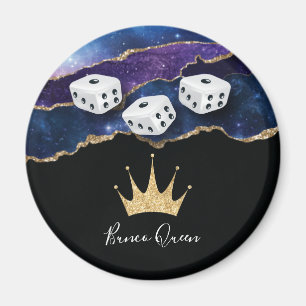 Elegant Bunco Dice Queen Glitter Gold Crown Magnet