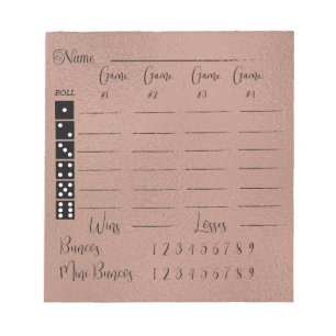 Elegant bunco score pad