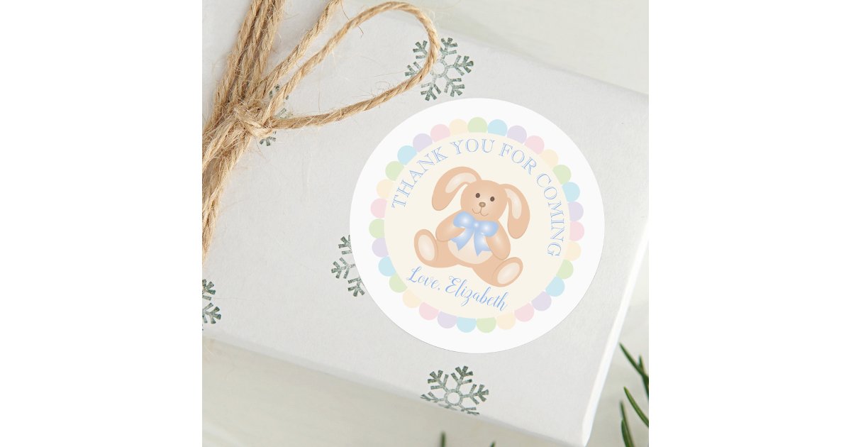 Elegant Bunny Rabbit Kids Birthday Party Thank You Labels | Zazzle