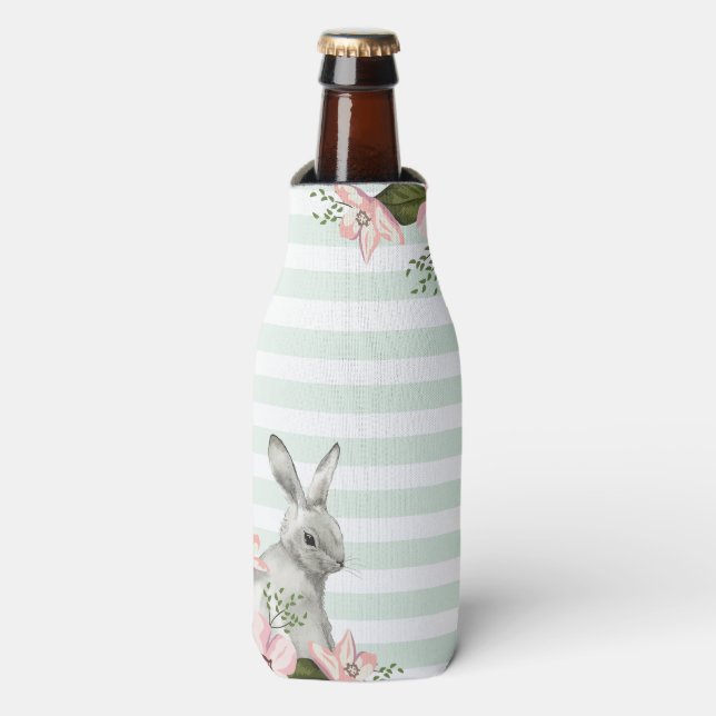 Elegant Bunny striped design Bottle Cooler (Bottle Front)