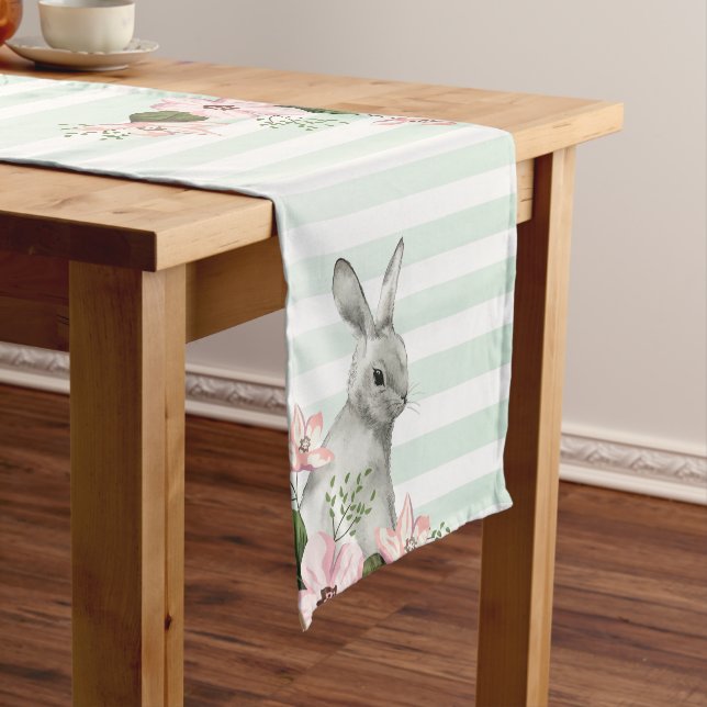 Elegant Bunny striped design Short Table Runner (In Situ)