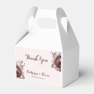 Elegant Burgandy Blush Floral Wedding Favor Boxes