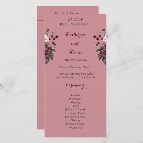 Elegant  Burgandy Dusty Rose Floral Wedding 