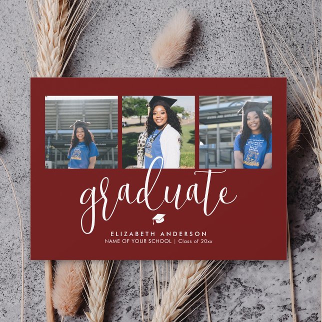 Elegant Burgundy 2024 Graduate Graduation Photo Invitation (Creator Uploaded)