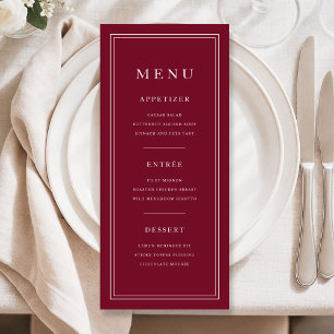 Elegant Burgundy 3 Course Menu