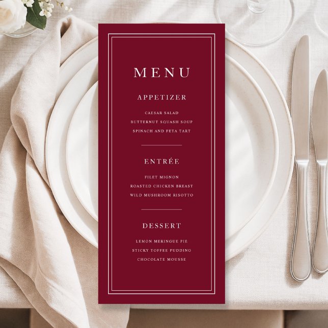 Elegant Burgundy 3 Course Menu (Elegant Burgundy 3 Course Menu)