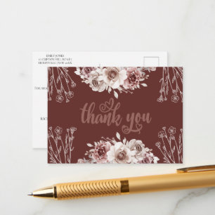 Elegant Burgundy Agate  Foil Invitation Postcard
