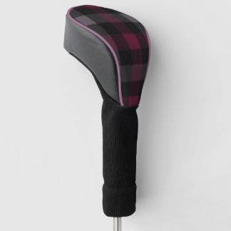 Elegant Burgundy and Black Buffalo Plaid Golf Head Cover
