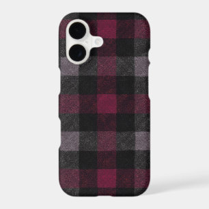Elegant Burgundy and Black Buffalo Plaid iPhone 17 Case