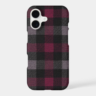 Elegant Burgundy and Black Buffalo Plaid iPhone 17 Case