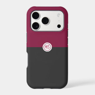 Elegant Burgundy and Black Monogram iPhone 17 Pro Case