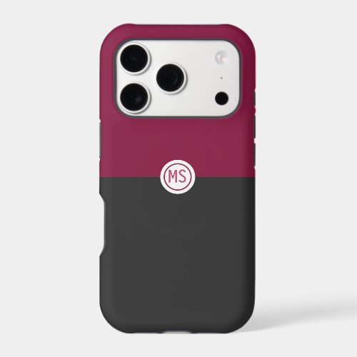 Elegant Burgundy and Black Monogram iPhone 17 Pro Case