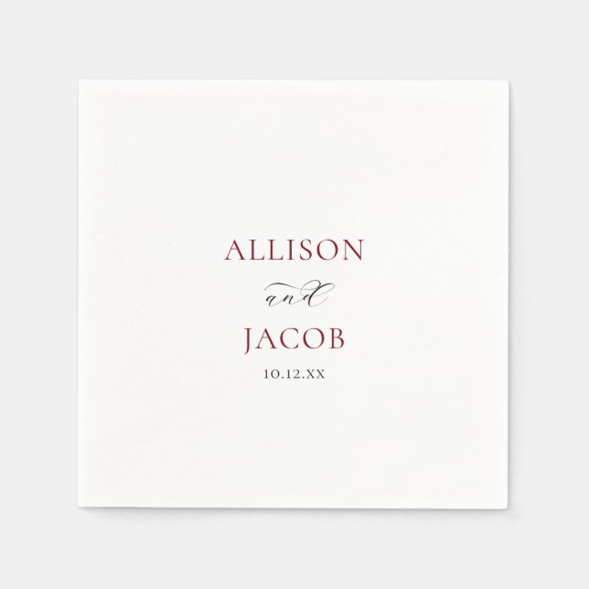 Elegant Burgundy and Black Wedding Napkins (Front)
