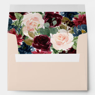 Elegant Burgundy and Blush Pink Floral Watercolor Envelope