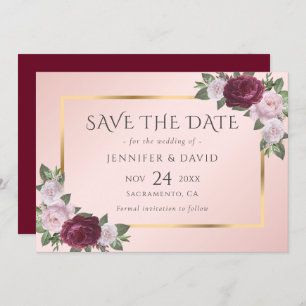 Elegant Burgundy and Blush Wedding Save The Date