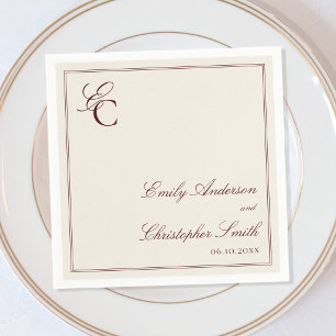 Elegant Burgundy and Cream Classic Wedding Napkins