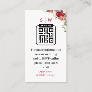 Elegant Burgundy and Crimson Blush Floral Wedding Enclosure Card