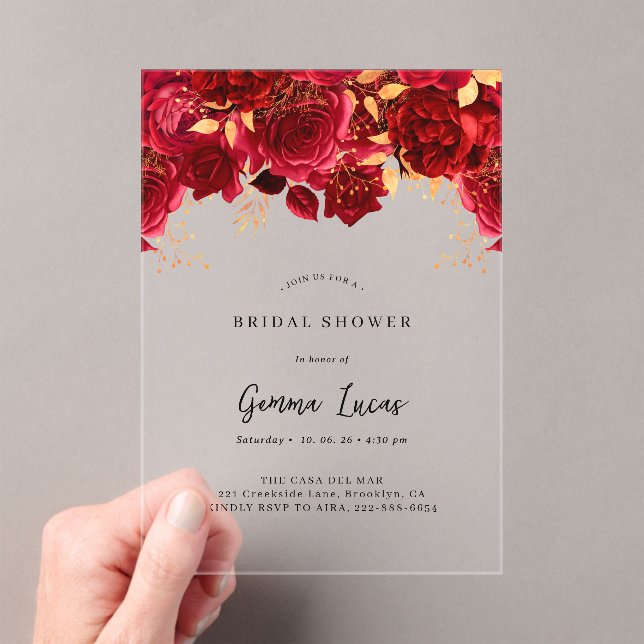Elegant Burgundy and Gold Bridal Shower Invitation (Insitu (Handheld))