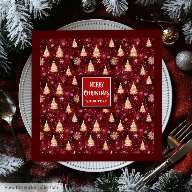 Elegant burgundy and gold Christmas trees napkins (Elegant burgundy and gold Christmas trees napkins)