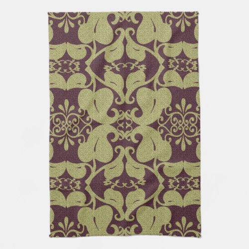 Elegant Burgundy And Gold  Dish Towel