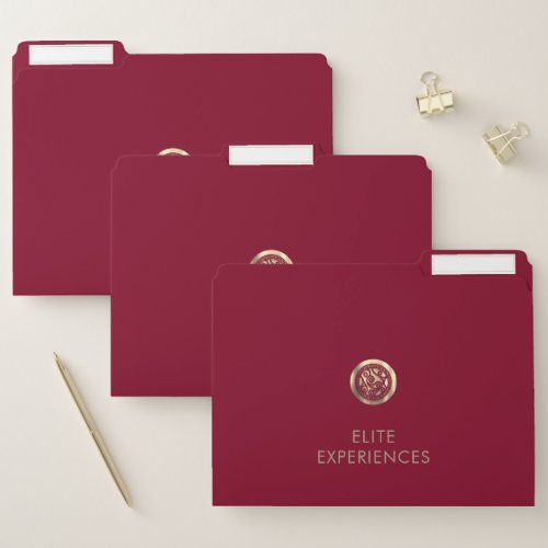 Elegant Burgundy and Gold File Folder Set