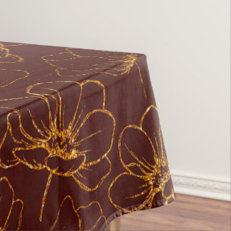 Elegant Burgundy and Gold Floral Table Cloth