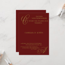 Elegant Burgundy and Gold Foil Monogram