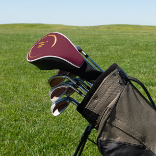 Elegant Burgundy and Gold Golf Head Cover