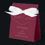 Elegant Burgundy And Gold Heart Script Wedding Favor Boxes<br><div class="desc">Elegant burgundy and gold heart script wedding favor box personalized with your names and wedding date. Designed by Thisisnotme©</div>