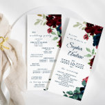 Elegant Burgundy and Navy Blue Flowers Wedding Program<br><div class="desc">*** Please enter H074 in the store search to find all matching items *** Or visit our Elegant Burgundy & Navy Flowers Collection. *** This high-quality design is easy to customize to match your wedding colors, styles and theme. For further customization, please click the "Edit using Design Tool" link and...</div>