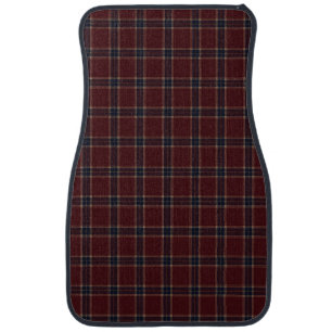 Elegant Burgundy and Navy Blue Heritage Plaid Car Floor Mat