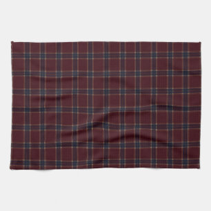 Elegant Burgundy and Navy Blue Heritage Plaid Kitchen Towel