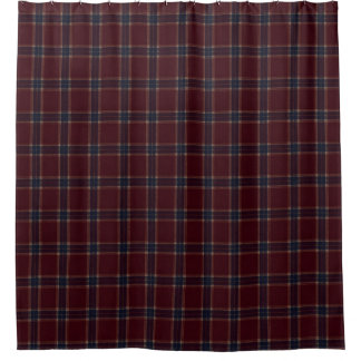 Elegant Burgundy and Navy Blue Heritage Plaid Shower Curtain