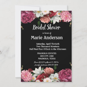 Elegant Burgundy and Pink Flowers Bridal Shower