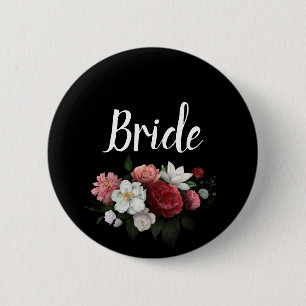 Elegant Burgundy and Pink Flowers Bride Button