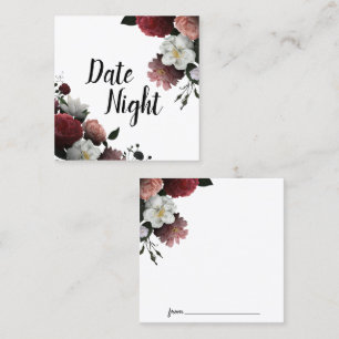 Elegant Burgundy and Pink Flowers Date Night Card