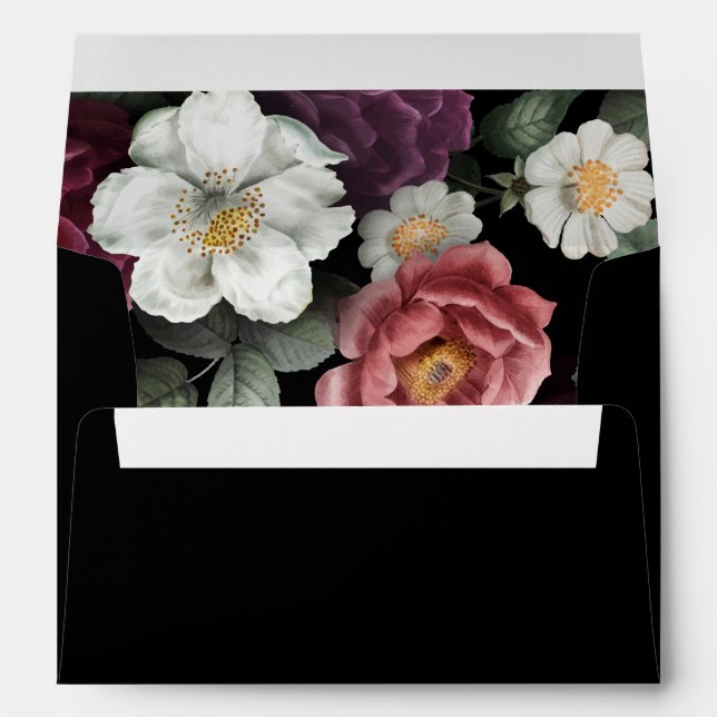 Elegant Burgundy and Pink Flowers Envelope (Back (Bottom))