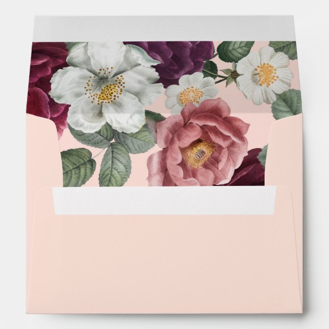 Elegant Burgundy and Pink Flowers Envelope (Back (Bottom))