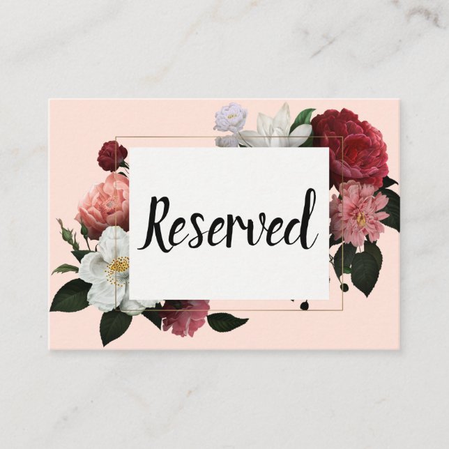 Elegant Burgundy and Pink Flowers Place Card (Front)