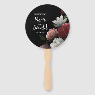 Elegant Burgundy and Pink Flowers Program Hand Fan