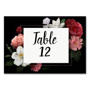 Elegant Burgundy and Pink Flowers Table Number