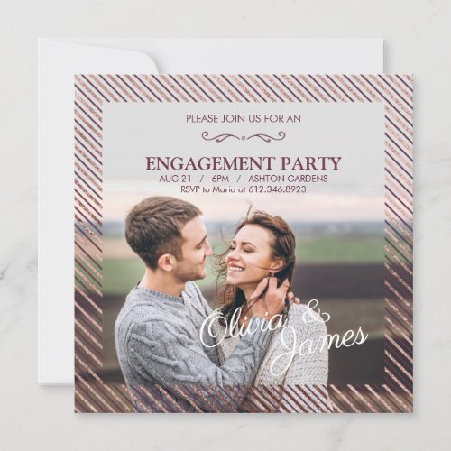 Elegant Burgundy and Pink Gold Engagement Party Invitation