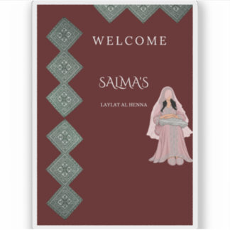 Elegant Burgundy and Pink Laylat al Henna Invitati Sticker