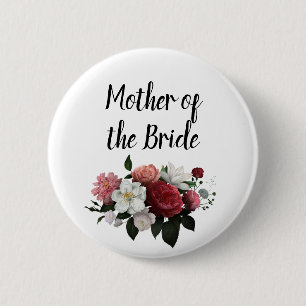 Elegant Burgundy and Pink Mother of the Bride Button