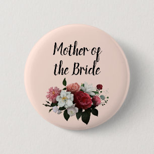Elegant Burgundy and Pink Mother of the Bride Button