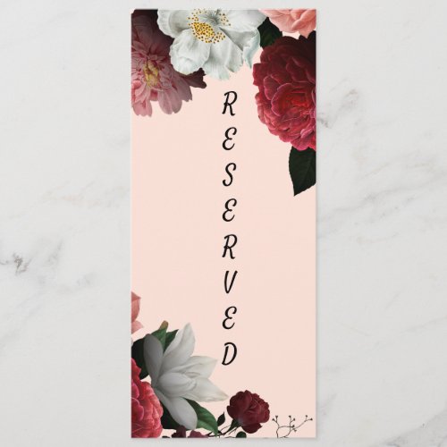 Elegant Burgundy and Pink Reserved Chair Sign Menu