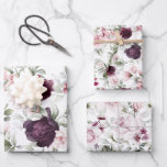 Elegant Burgundy and Pink Watercolor Botanical  Wrapping Paper Sheets<br><div class="desc">Luxurious watercolor floral patterns in burgundy,  plum and pink roses with trailing greenery make this collection of wrapping paper exude elegance and style. The look is feminine and so very classy. Great for birthdays,  weddings,  anniversaries,  Mother's Day,  or every day!</div>