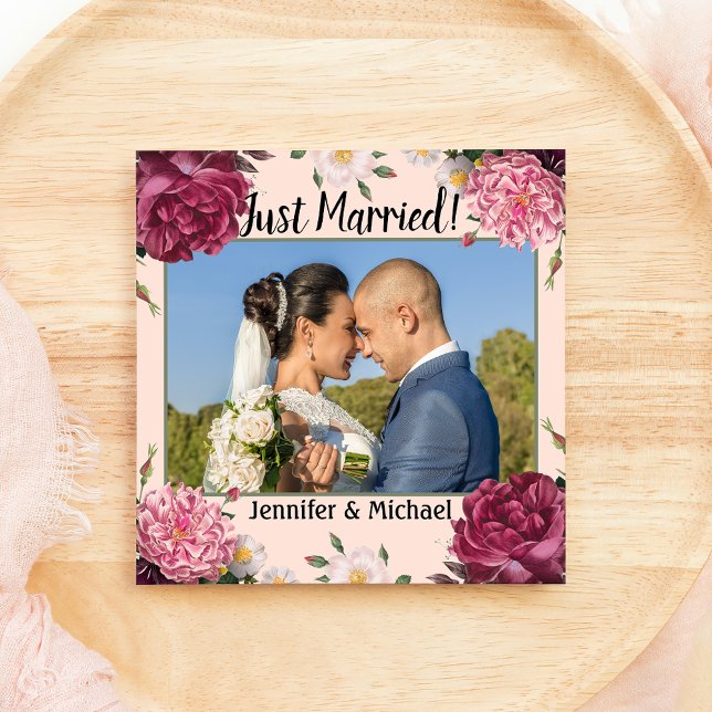 Elegant Burgundy and Pink Wedding Announcement (Creator Uploaded)