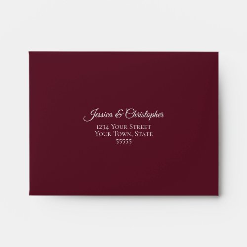 Elegant Burgundy and Silver Lace Wedding RSVP Envelope